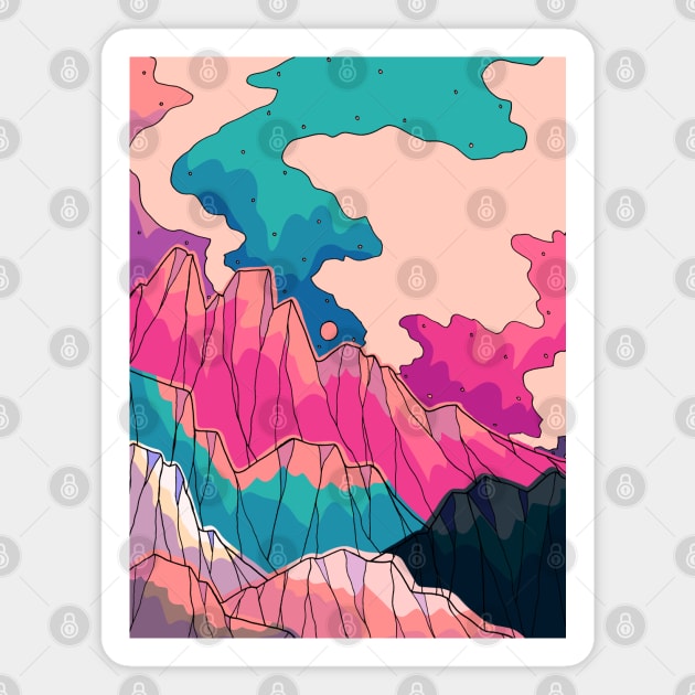 The pink and blue peaks Magnet by Swadeillustrations